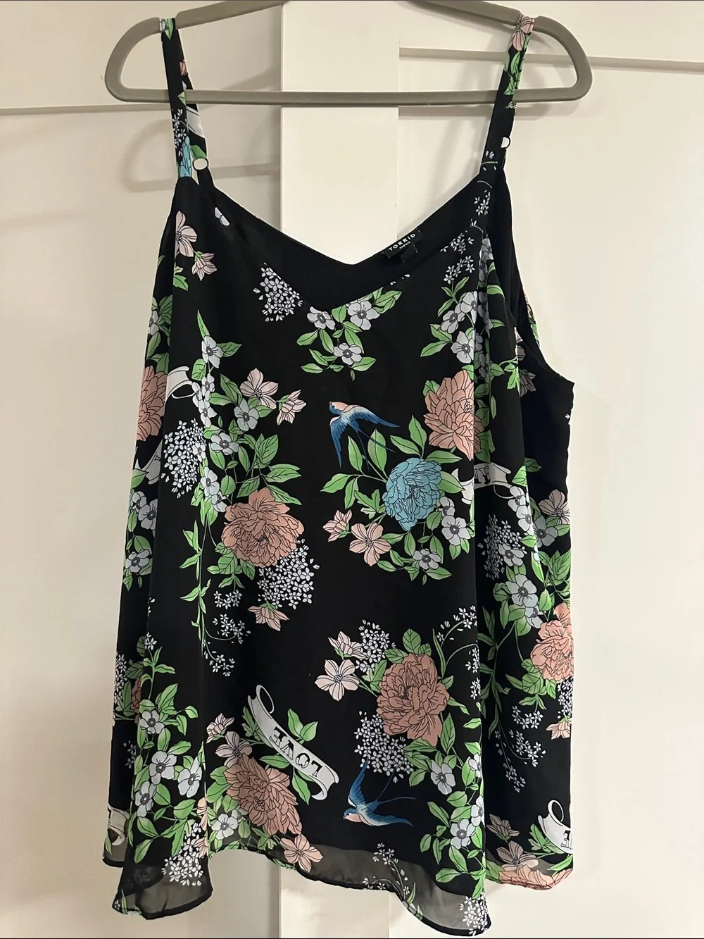 Torrid Black Floral Spaghetti-Strap Camisole Size: 3 - Picture 1 of 6